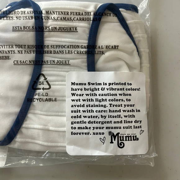 Show Me Your MuMu Monterey Bikini Bottoms Navy White Contrast Trim XL NWT - Picture 2 of 4